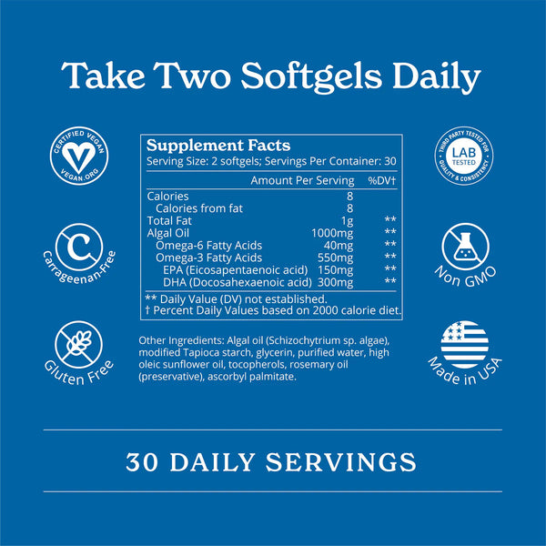 calgee vegan omega 3 supplement facts